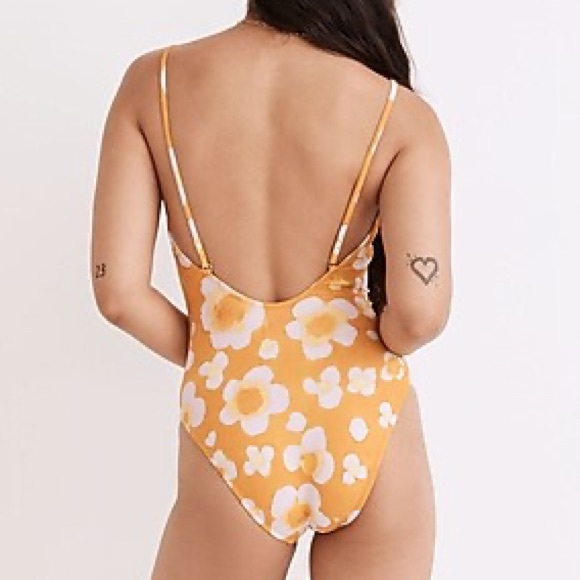 Madewell Second Wave Tie-Front One-Piece Swimsuit in Watercolor Floral Medium - Picture 3 of 10